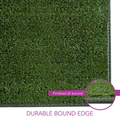 iCustomRug Synthetic Grass Rug – 6 x 13ft Lawn Green Turf Carpet for Patios, Yards, Boats, Camping – Indoor/Outdoor Use