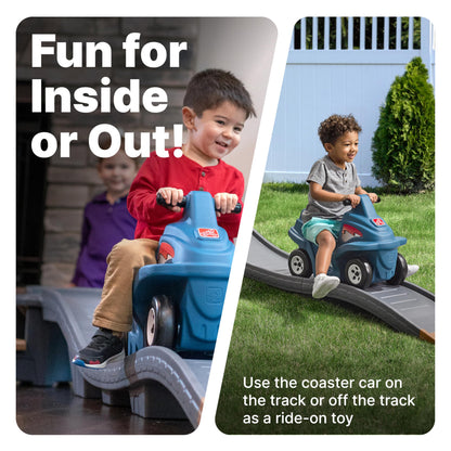 Step2 Up & Down Roller Coaster Kids Ride On Toy, Push Car, Indoor/Outdoor Playset, Made of Durable Plastic, Max Weight 50 lbs., for Toddlers 2-5 Years Old, Gray & Blue