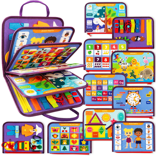Clever Fox Play Busy Book for Toddlers 1-3 Year-Old – Baby Busy Board Book – Montessori Felt Activity Board for Learning Fine Motor Skills, Car Airplane Travel Toy – Birthday Gift for Kids Ages 1+