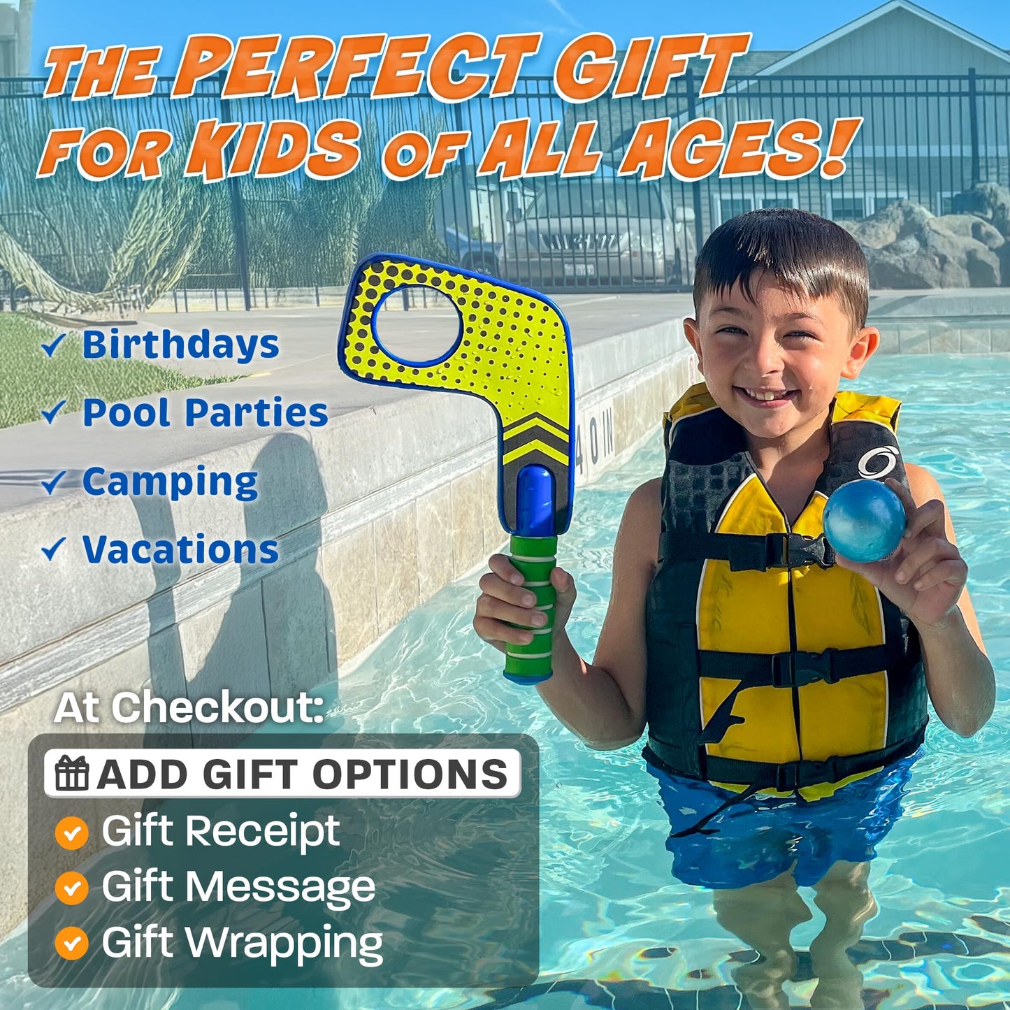 Aqua Hockey Sticks Pool Games - Pool Toys for Kids & Hockey Gifts for Boys - Water Toys Knee Sticks Set Beach Games - Pool Gifts for Boys & Girls - Swimming Toy for Kids Ages 4-8 & 8-12 Year Old