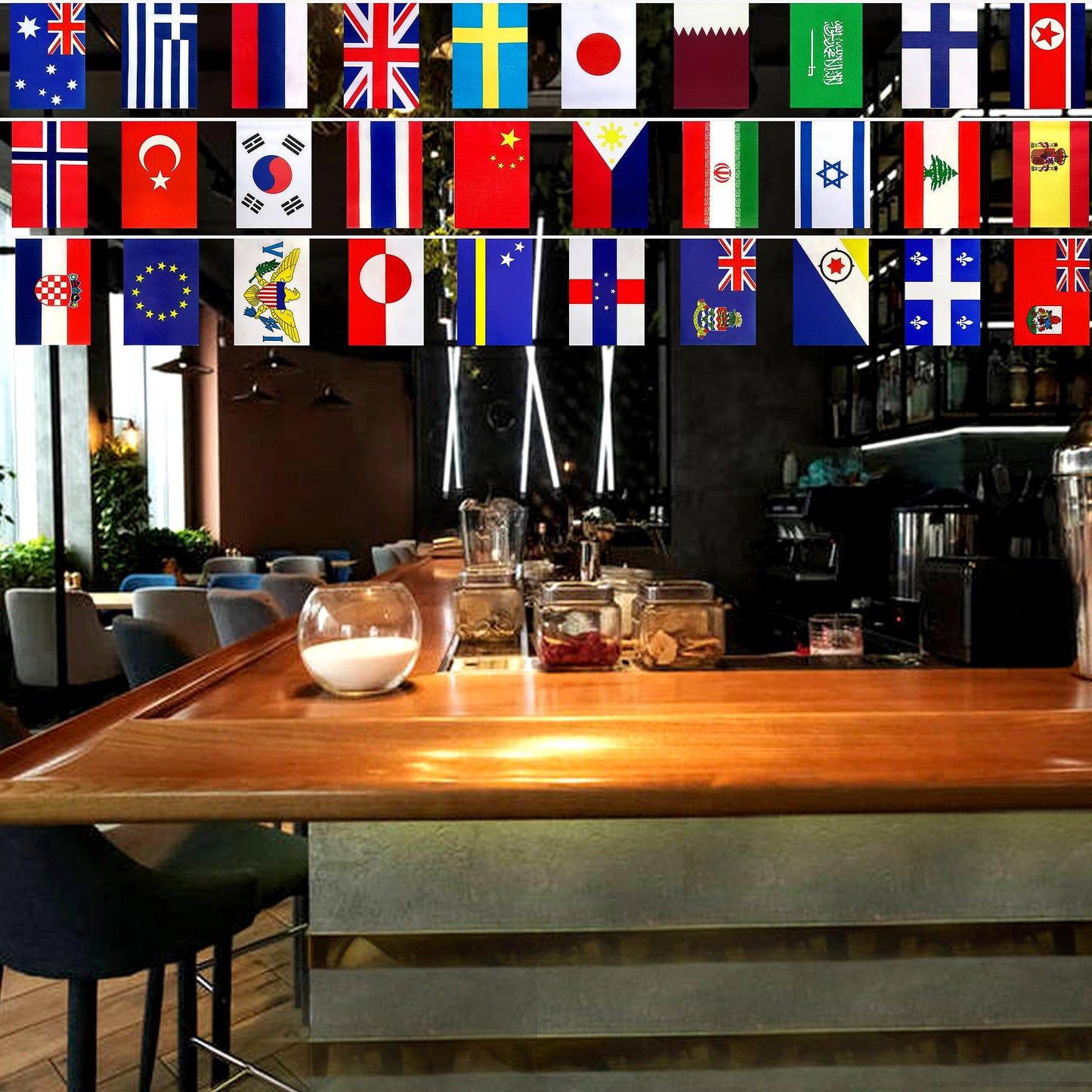LUSEOAN 224 Different Countries International String Flags Banner of the World Small Mini Bunting Banners for Grand Opening,Bar,School Office,Sports Events,International Festival Decorations,All Countries Flags,220 Feet