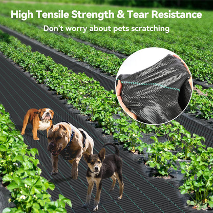 iropro 3ftx300ft Weed Barrier Fabric 3.2oz Landscape Fabric Heavy Duty, Woven Weed Control Cloth, Woven Weed Fabric for Underlayment, Gardening Ground, Commercial Driveway Weed Block Cover Mat