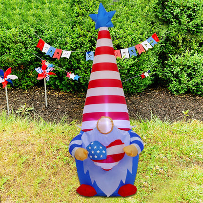 Juegoal Patriotic Independence Day Inflatable, 4FT Blow Up Gnome, 4th of July Outdoor American Uncle Sam, Lighted Tomte Elf with Top Hat for Lawn Yard Home Veterans Day Celebration Garden Decor