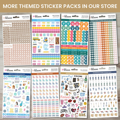 bloom daily planners Student Planner Stickers - 8 Sheets / 672 Stickers - Essential School Themed Variety Pack for Academic Year Planning - Icons & Illustrations to Track Assignments, Exams, & More