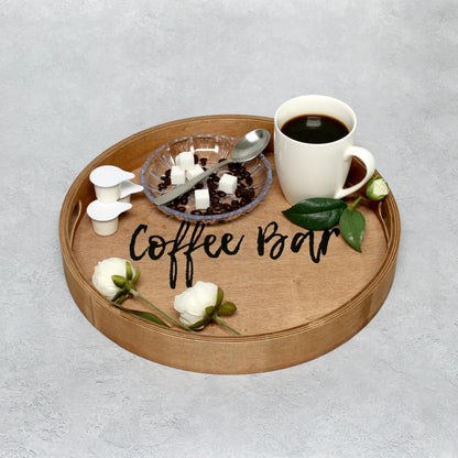 Elegant Designs HG1030-NCB 13.75" Sip & Serve Stylish Wooden Decorative Serving Tray, for Home Décor, Living Room, Counter, Coffee Bar in Natural Wood