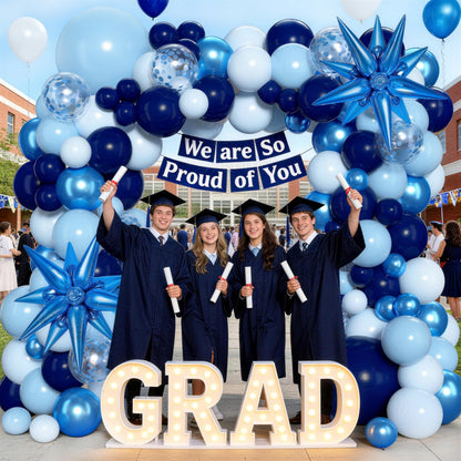 KARLURE Blue Balloons Arch Kit, Different Shades Light Navy Blue Balloons for 2026 Graduation Decorations Grad Class Baby Shower Boy Men Birthday Party Bridal Shower Wedding Anniversary Decorations