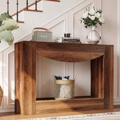 knoworld Farmhouse Console Table, 47 Inches Entryway Console Table with LED Light, Sofa Table Behind Couch, Wooden Accent Entryway Table for Living Room, Hallway