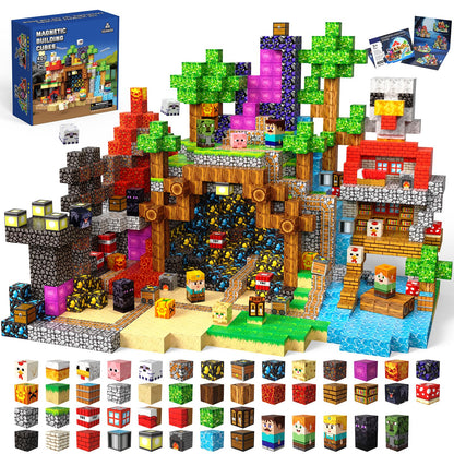 SSAWER Magnetic Blocks, 400PCS Magnetic Building Blocks, Stacking Magnets for Kids, Sensory Toy for STEM Constructions Magnet Blocks for Boys Girls Age 3+, Christmas Birthday Gifts