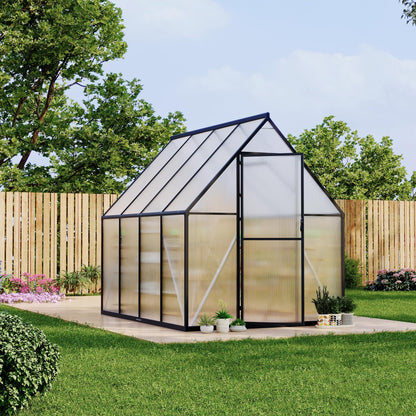 GarveeLife 6'x7' Aluminum-Framed Polycarbonate Greenhouse, Heavy Duty Polycarbonate Greenhouse with Quick Setup Structure and Roof Vent, Large Enhanced Aluminum Green House Kit for Outdoors