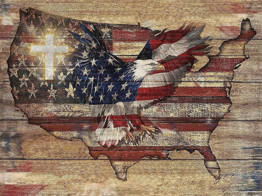 Bald Eagle Wall Art Vintage American Flag Pictures Bald Eagle and Cross DIY 5D Diamond Painting Kits for Adults by Numbers for Home Wall Decor 12x16 Inches