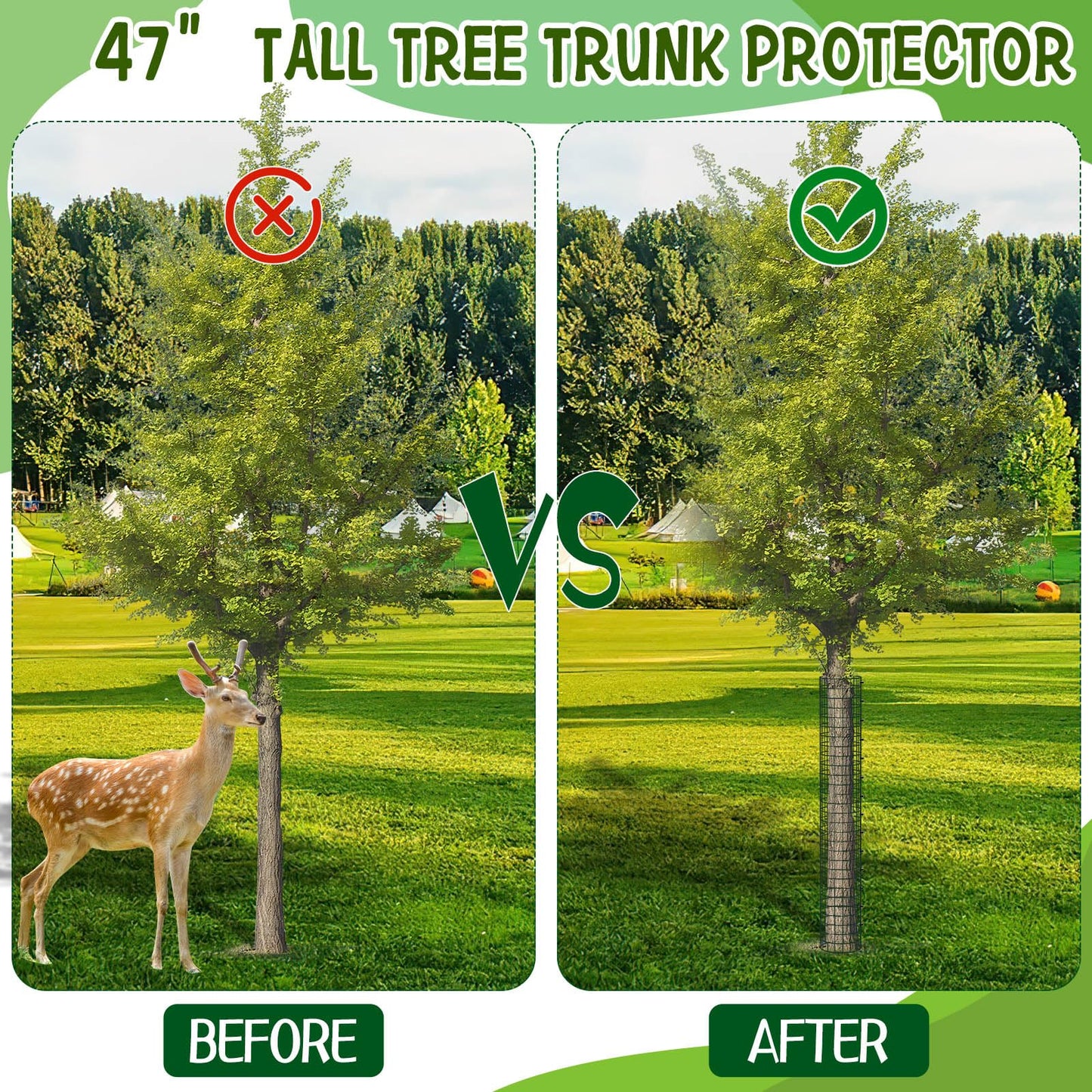 HFYZZ 47 Inch Metal Tree Trunk Protector, 5 Pack Mesh Tree Guards Trunk Protector with Metal Stakes & Zip Ties, Tree Bark Protector for Protecting Bark & Saplings from Deer Animals Mowers Trimmers