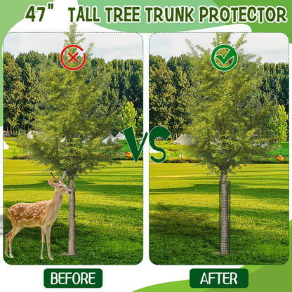 HFYZZ 47 Inch Metal Tree Trunk Protector, 5 Pack Mesh Tree Guards Trunk Protector with Metal Stakes & Zip Ties, Tree Bark Protector for Protecting Bark & Saplings from Deer Animals Mowers Trimmers