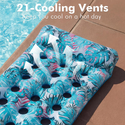 Stonful 2 Pack Inflatable Pool Float Mat, Giant Pool Floats Adult Size with Headrest, Lake Float Raft Water Lounger, Multi-Purpose Swimming Pool Floats for Pool Party, Summertime Beach, Outdoor
