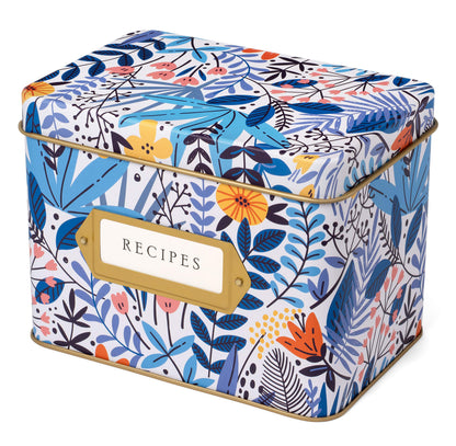 Jot & Mark Decorative Recipe Tin Box for Recipe Cards, Greeting Card Holder | Holds Hundreds of 4” x 6” Cards