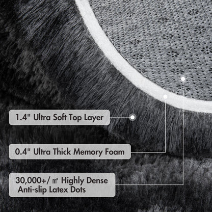 6x9 Ft Large Shag Rugs for Living Room Decor, Tie-Dyed Ultra Soft Fluffy Furry Area Rugs for Bedroom Indoor Floor, Aesthetic Carpet for Kids Home (Dark Grey)