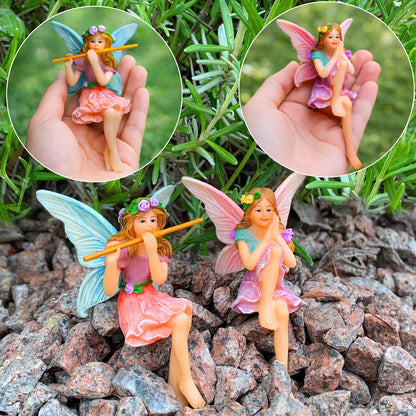 Mood Lab Fairy Garden Figurines - Sitting Fairies Set (2 pcs) - Miniature Decorative Statues - Outdoor Indoor Garden Decor