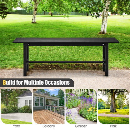 Giantex 2-Person Outdoor Bench Seat - Backless Patio Garden Bench, 47” Weatherproof Outside Chair with Slatted Seat, Metal Frame, 660 LBS Capacity, Dining Bench Chair for Yard, Park, Balcony, Black