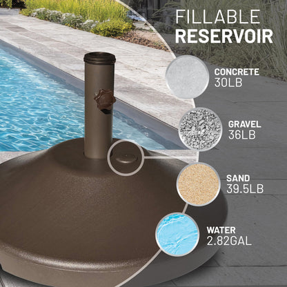 US Weight Fillable Round Umbrella Base - for Use with Patio Table – Heavy Duty Base- Made in the USA