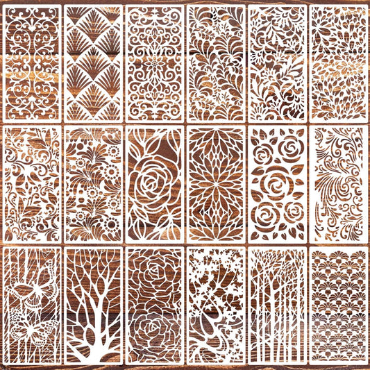 Stencils for Crafts Reusable Texture Stencils Background Stencil Leaf Floral Templates for Painting on Wood Furniture Card Canvas Paper Scrapbook