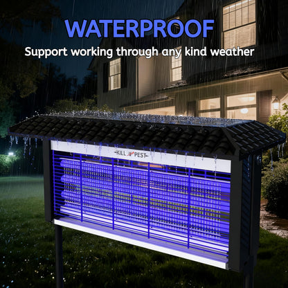 ZETAWALE Solar Bug Zapper Outdoor Mosquitos Zapper Solar Powered Bug Zapper Outdoor Camping Fly Control for 4000 sq.ft Waterproof Fly Killer Solar Mosquito Zapper for Garden Lawn and Back Yard