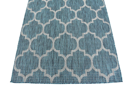 Unique Loom Outdoor Trellis Collection Area Rug (4' 1" x 6' 1" Rectangle, Teal/ Gray)