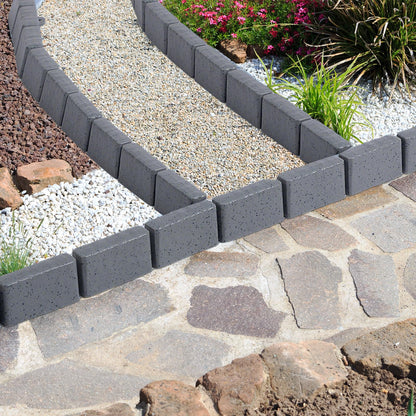 AGTEK Garden Edging 16FT Landscape Edging Kit 2.75 Inch Height Decorative Garden Border No Dig Lawn Border for Yard Flower Bed with 26 Stakes, Grey