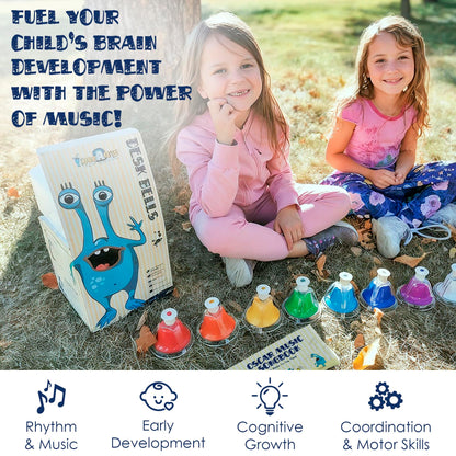 MINIARTIS Desk Bells for Kids | Educational Music Toys for Toddlers 8 Notes Colorful Hand Bells Set | Kids Musical Instrument with 15 Songbook | Great Birthday Gift for Children