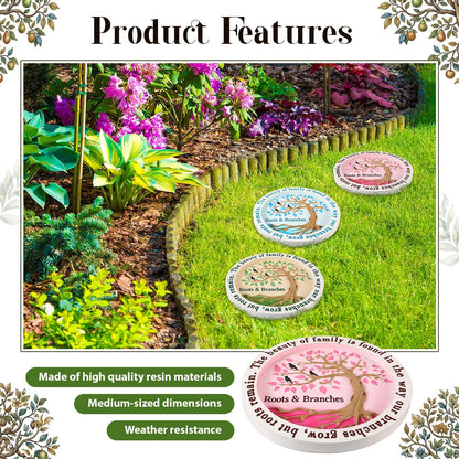 Cinnvoice 3 Pack Garden Stepping Stone Outdoor, Decorative Dimensional Resin Stepping Stones for Patio Pathway Landscaping Walkway Sculpture Yard Backyard Lawn(Tree of Life,10 Inches)