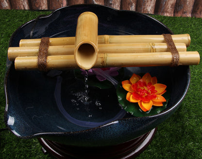 Bamboo Water Fountain Medium 12 Inch Three Arm Style without Pump, Indoor or Outdoor Zen Garden Decor Fountain, Natural, Split Resistant Bamboo, Combine with Any Container to Create Your Own Fountaion