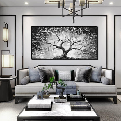 Black and White Wall Art for Bedroom - Black Framed Tree Canvas Wall Art for Living Room Size 24" x 48"