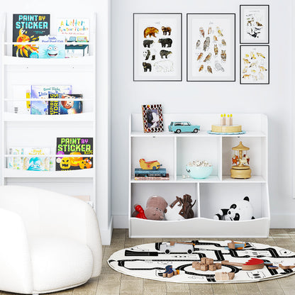 UTEX Toy Storage Organizer with Bookcase, Kid’s Multi Shelf Cubby for Books,Toys, Storage Organizer for Boys,Girls Play Room/Bedroom-White