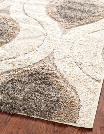 SAFAVIEH Florida Shag Collection Accent Rug - 3'3" x 5'3", Cream & Smoke, Modern Design, Non-Shedding & Easy Care, 1.2-inch Thick Ideal for High Traffic Areas in Foyer, Entryway, Bedroom (SG461-1179)