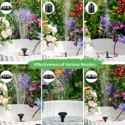 AISITIN Solar Water Pump for Outdoor Features, 2026 Upgraded DIY Fountain Kit With 6 Nozzles, 9.8ft Power Cord, for Bird Bath, Ponds, Garden, Fish Tank Solar Powered Water Fountain Pump