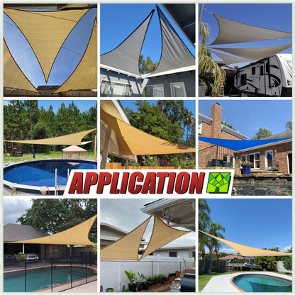 ColourTree 16' x 16' x 22.6' Beige Sun Shade Sail Right Triangle CTSLRT16 - Canopy Mesh Fabric UV Block UPF50 - Commercial Heavy Duty - 190 GSM - 3 Years Warranty (We Make Custom Size)