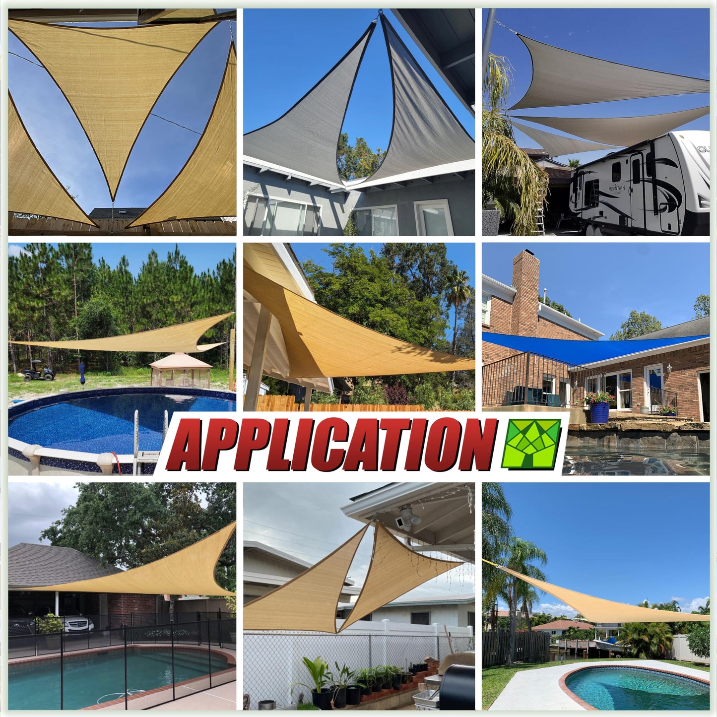 ColourTree 16' x 16' Beige Square Sun Shade Sail Mesh Canopy Fabric Cloth Screen - UV Block Heavy Duty & Commercial Grade, Outdoor Patio Carport (We Make Custom Size)