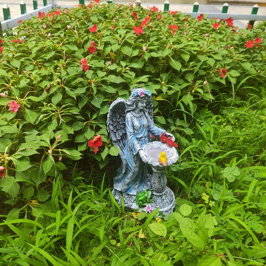 Mrocioa Solar Outdoor Garden Decor Angel Statue Light with Color Changing Birdbath, Waterproof Led Home Decor Figurine Lights for Yard Patio Front Porch, Housewarming Gifts for Easter Spring