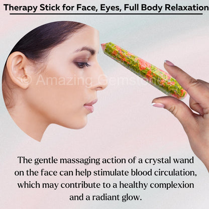 Amazing Gemstone Unakite Crystal Wand Massage Stick - Pelvic Wand Gua Sha for Adults - Crystals and Healing Stones Massage Wands for Adults Gifts (Pointed)