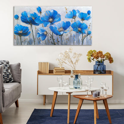 Tarfupth Blue Floral Canvas Wall Art for Bedroom Botanical Painting Wildflower Pictures Large Artwork for Living Room Office Home Wall Decor 20x40 Inch