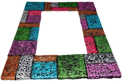 Akanksha Arts Handmade, Mural Art - Made of Clay Mosaic, Size 16x12 inches, Wall Decor - Can be Used as a Mirror Frame