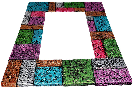 Akanksha Arts Handmade, Mural Art - Made of Clay Mosaic, Size 16x12 inches, Wall Decor - Can be Used as a Mirror Frame