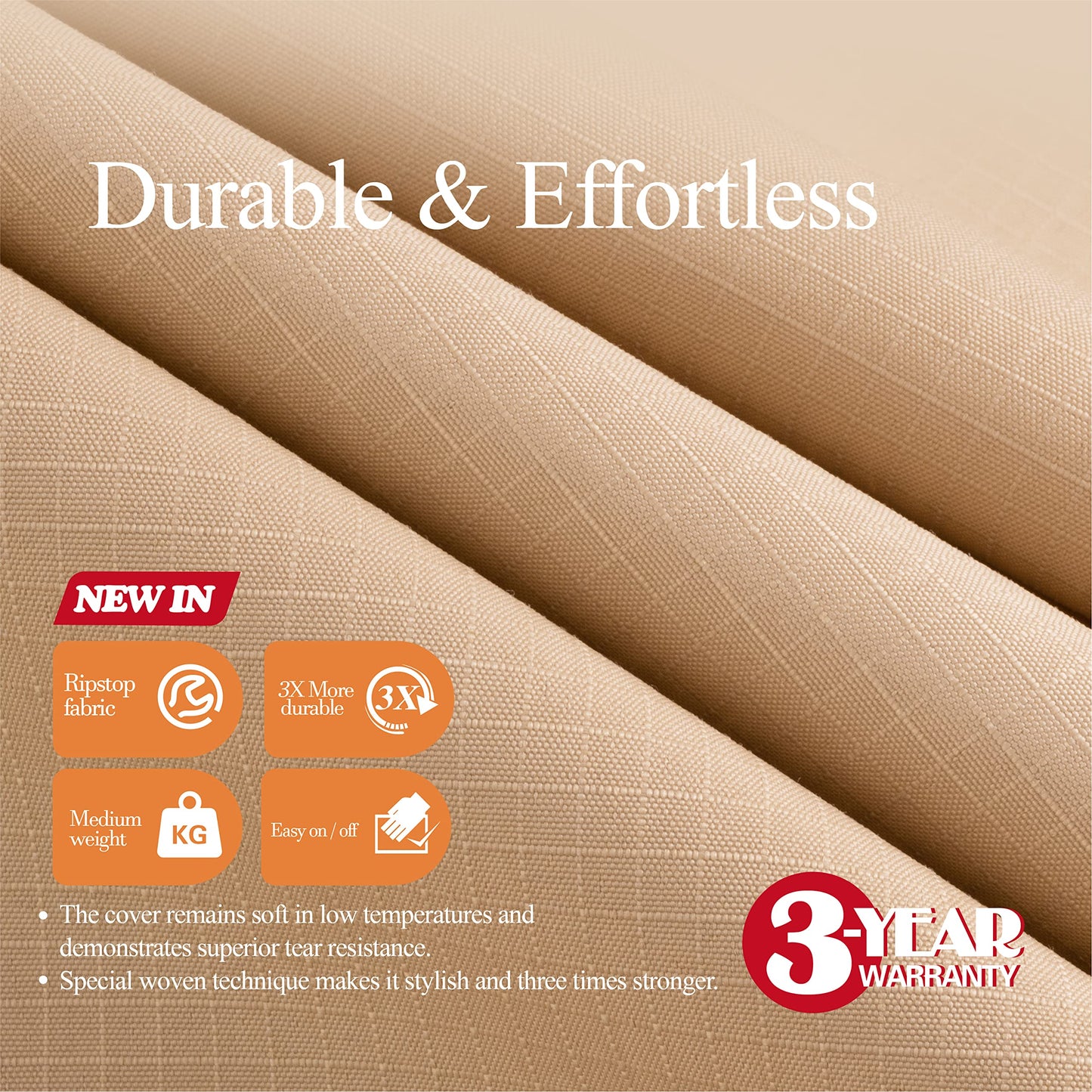 WJ-X3 Patio Chair Cover, Outdoor Lounge Cover, Heavy Duty, Waterproof Lawn Chair Covers, 36W x 40D x 36H, Beige/Coffee, 2-Pack