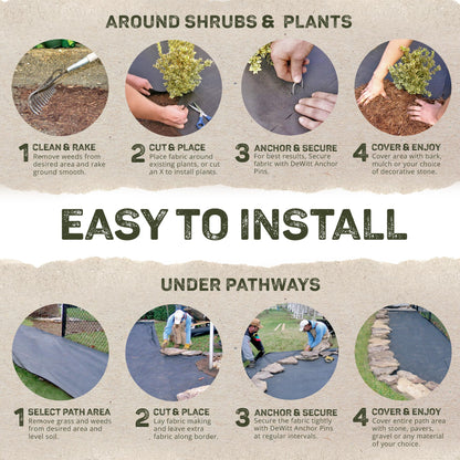 Dewitt 3-Pack Sunbelt Weed Barrier Fabric 3.2 oz, 6 x 300 Feet – Heavy-Duty Ground Cover Mat for Greenhouse Floors, Garden Rows, Raised Beds, Yard Gardening, and Outdoor Landscape Protection