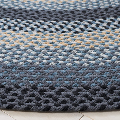 SAFAVIEH Braided Collection Area Rug - 5' x 8' Oval, Dark Grey & Blue, Flat Weave Reversible Cotton Design, Easy Care, Ideal for High Traffic Areas in Living Room, Bedroom (BRD651H)