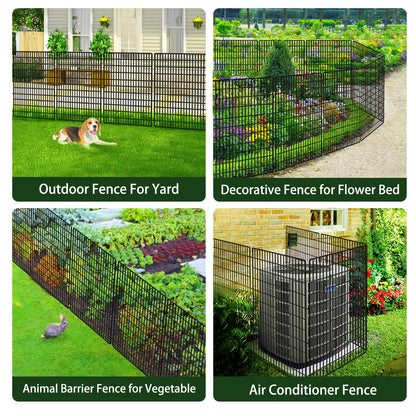ULIOK 14 Panels Decorative Garden Fence Animal Barrier, Dog Fence Outdoor for Yard, 36 in(H) X 35.36 ft(W) No Dig Garden Fencing Outdoor, Dogs Rabbits Blocker Metal Wire Decorac Fences for Yard, Patio