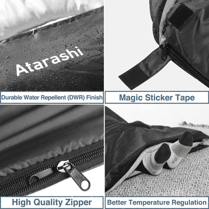 Atarashi 3-4 Season Sleeping Bag for Adults - Light Warm Extra-Large with Compression Sack- Great for Camping, Hiking, Backpacking & Outdoor Adventures