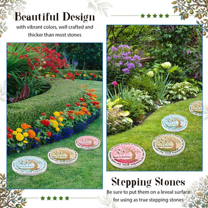 Cinnvoice 3 Pack Garden Stepping Stone Outdoor, Decorative Dimensional Resin Stepping Stones for Patio Pathway Landscaping Walkway Sculpture Yard Backyard Lawn(Tree of Life,10 Inches)