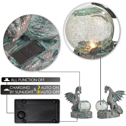 TERESA'S COLLECTIONS Garden Sculptures & Statues, Solar Dragon Outdoor Statues Figurines, Resin Bronze Gothic Garden Decor Lawn Ornaments Patio Yard Decorations Gifts for Mom Women, 8"