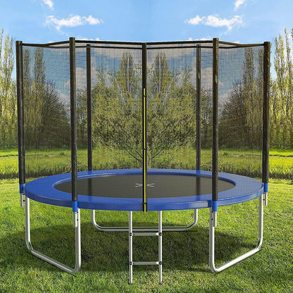 AOTOB 8 FT Trampoline Safety Enclosure Net Combo Bounce Jump for Kids Outdoor with Spring Pad Jump Mat & Ladder