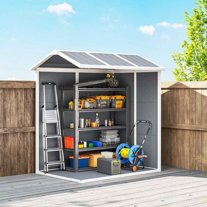 Outsunny 6' x 4' Outdoor Storage Shed, Waterproof Resin Plastic Shed with Floor, Window, Lockable Doors and Vents, All-Weather Garden Tool Shed for Backyard, Patio, Lawn, Gray