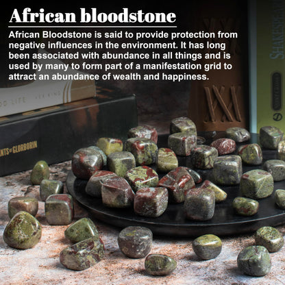 "Crocon 1lb Dragon Bloodstone Tumbled Stones and Crystals Bulk, Polished Stones - Rock Collection - vase Filler tumbles Crystals Healing Reiki - Gemstone Gifts, Good Luck, Fountain tumbles Size 20 mm"